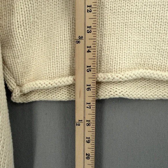 ZARA Cropped Polo Sweater Women Small Cream Relaxed Balloon Sleeve Casual Collar - Picture 5 of 15